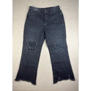 BDG Urban Outfitters Jeans Women 31 Black‎ Distressed Frayed Hem Wide Leg